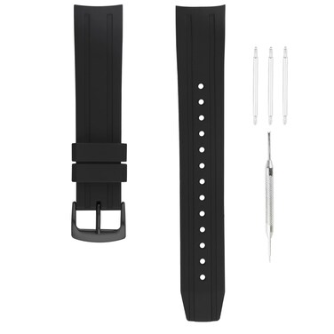 unilabo Rubber Watch Band Compatible for 23mm Citizen E168 BN0085-01E BJ2110 BJ2115-07E BJ2117 Strap Replacement for men and women wirst watchband, Black (23mm, Black Buckle)