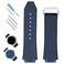 XIW Compatible for 19mm&times; 25mm&times; 22mm Hublot Big Bang Leather Frosted Watch Band With Stainless Steel Buckle Replacement for men Silicone Wirstband Strap women Bracelet (Navy Blue)