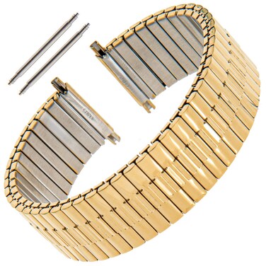 Gilden Gents Expansion Extra Long 20-24mm Wide Stainless Steel Watch Band 552W (7 1/2 inches long, Gold)