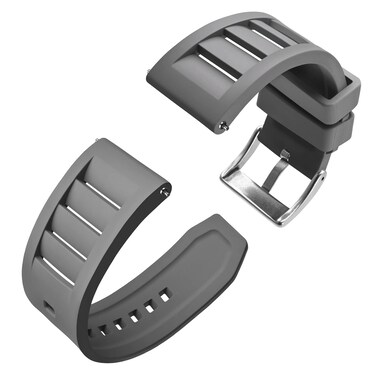 Anbeer Silicone Quick Release Watch Straps,22mm Fluororubber Watch Band,Rubber Watchband for Men and Women,Grey with Silver Buckle