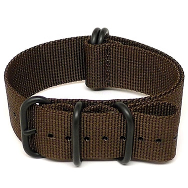 Da Luca Ballistic Nylon Military Watch Strap - Brown (PVD Buckle) : 22mm