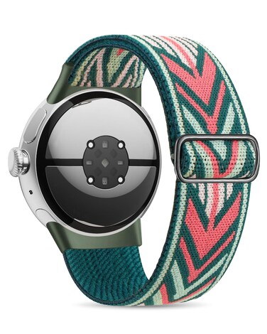 Stretchy Nylon Bands Compatible with Google Pixel Watch 2 Band/Pixel Watch Band - Upgraded Stainless Steel Lugs - Adjustable Elastic Braided Breathable Replacement Sport Loop Straps for Women Men
