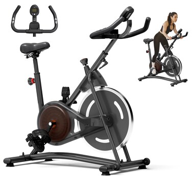 Exercise Bike: Indoor Cycling Bike for Home Cardio Gym Workouts. Stationary Bikes for Home, with 245 lbs Weight Capacity, Upgraded Seat Black