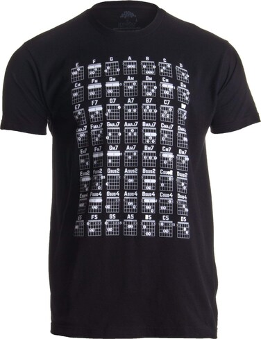 Guitar Chord Chart   Cool Musician Guitarist Teacher Music Playing Notes T-Shirt-(Adult,L) Black