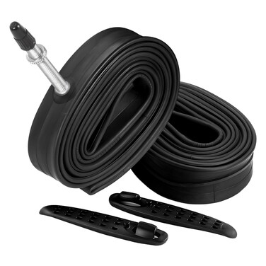 FANSPRO 2 Pack 700 x 23-25c Road Bike Inner Tubes, 60mm Presta Valve Premium Quality Butyl Inner Tube with 2 Tire Levers