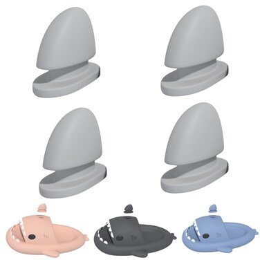 XHLIZHU 2Pairs Shark Slides Fins, Diy Cloud Shark Slippers Replacement Top Fins, Extra Removable Fins Accessories On Top Only, Grey, 8-9 Women/6.5-7.5 Men