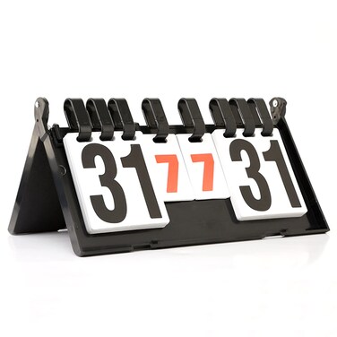 PhantomSky 6-Digital Multi-Function Scoreboard Score Keeper Flip Score Keeper Portable Table Top Flip Scorekeeper for Volleyball Badminton Basketball Football Track and Field Tennis, Black+Red