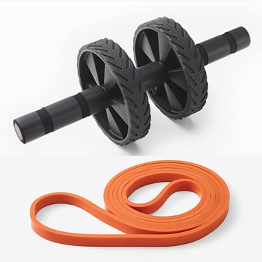 RUBMATE Ab Wheel Roller with 25lb Adjustable Resistance Band - Abdominal Exercise Wheel for Core Workout