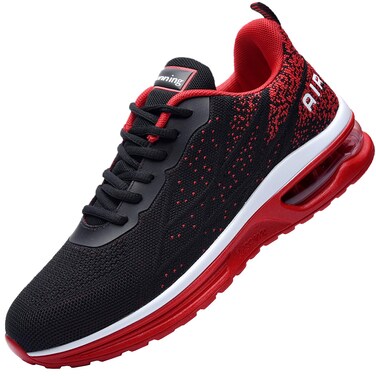 JARLIF Men's Lightweight Athletic Running Shoes Breathable Sport Air Fitness Gym Jogging Sneakers (Size 11, BlackRed)