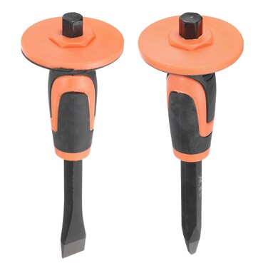 HARFINGTON 1Set Masonry Chisel 9.7" Flat Pointed Head with Hand Guard Protection Flat Chisel Rock Concrete Mortar Stone Chisel for Stone Brick Breaking Carving Demolishing Splitting