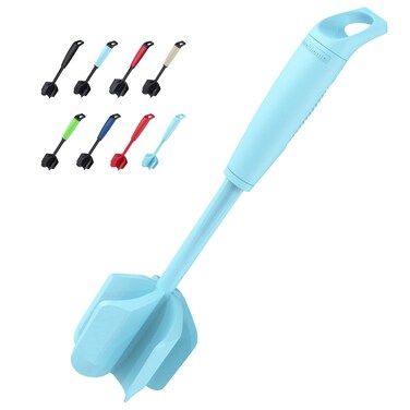 Ourokhome Upgrade Meat Chopper and Potato Masher, Heat Resistant Ground Meat Smasher for Hamburger, 5 Curved Blades Ground Beef Smasher, Nylon Non Stick Mixer, Stirrer and Kitchen Gadgets, Mint