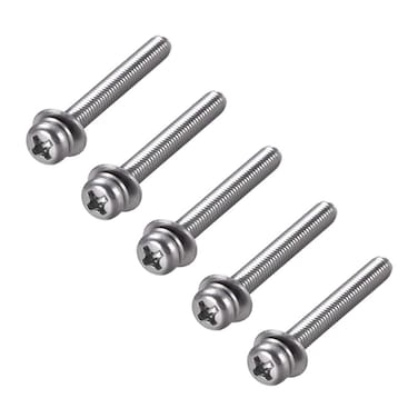 uxcell M4 x 35mm Stainless Steel Phillips Pan Head Machine Screws Bolts Combine with Spring Washer and Plain Washers 5pcs