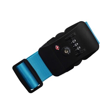 Heavy Duty Luggage Straps TSA Approved with Combination Lock Adjustable Travel Belt for Suitcases (Blue)
