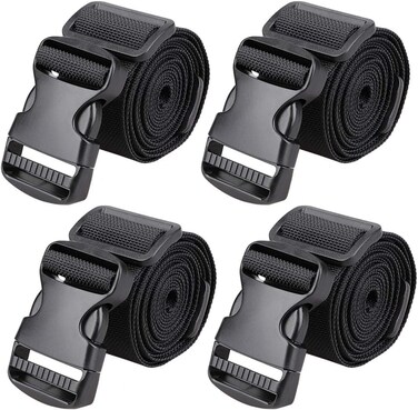MAGARROW 1.5" Utility Luggage Straps with Buckle Adjustable, 4-Pack (Black, 1.5 in x 4.5 ft)