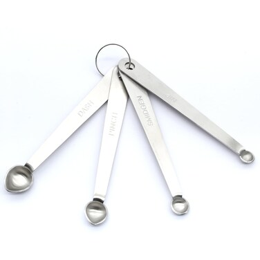 Luomorgo 4 Pcs/Set Measuring Spoons Set, Stainless Steel Measuring Spoons, Nip 1/64 tsp, Smidgen 1/32 tsp, Pinch 1/16 tsp, Dash 1/8 tsp for Measuring Dry and Liquid Ingredients