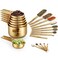 Wildone Copper Plated Measuring Cups &amp; Spoons Set of 21 - Includes 7 Stainless Steel Nesting Measuring Cups, 8 Measuring Spoons, 1 Leveler &amp; 5 Mini Measuring Spoons, Ideal for Dry &amp; Liquid Ingredients