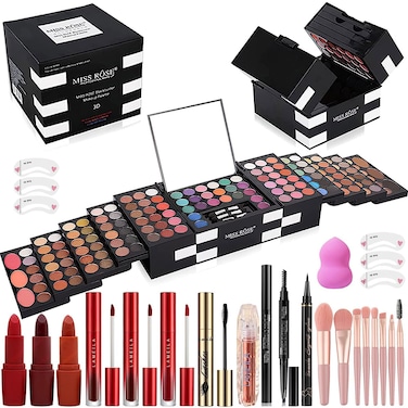 MISS ROSE M 148 Colors Makeup Pallet,Professional Makeup Kit for Women Full Kit,All in One Makeup Sets for Women&amp;Beginner,include Eyeshadow,Lipstick,Eyeliner,Concealer,makeup brush(045 Set-Black)