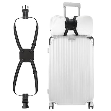 Luggage Bungee Strap - Adjustable Elastic Luggage Straps with Buckle for Attaching Roller Bags, Black Luggage Strap for Suitcases Handle Carry On Add Bag, Backpack, Purse, Rolling Bag, Handbag