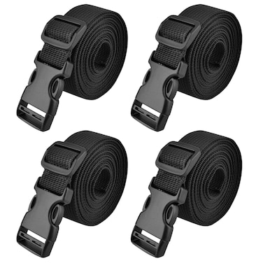 TRIWONDER Tie Down Straps Buckle Lashing Strap Luggage Belt for Suitcase Travel Packing Cargo Trucks Accessories for Bike Rack Backpack Sleeping Bag Box 4 Pack (Black - 3.28ft)