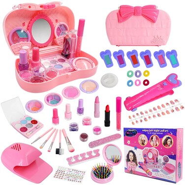 CAILESS Toddlers Girls Toys Pretend Play Makeup Sets, Kids Purse with Wallet Bottle Sunglasses Keys Credit Card Cell Phone, Great Gift Idea for 3 4 5 6 7 8 Year Old Girls.