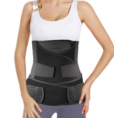 3 in 1 Postpartum Support Recovery Belt Post Cesarean Belly Binder, Belly Band for Post Pregnancy Women Relief Back Pains and Support Breastfeeding Posture (One Size, Black)