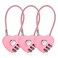 3 Pcs Combination Locks,3 Digit Pink Combination Padlock Mini Love Heart Lock with 4.13in Steel Wire Rope Outdoor Waterproof Padlock for Travel Bags Suitcase Backpacks