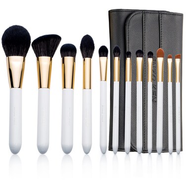 ENZO KEN Natural Black Goat Hair Makeup Brush Set with Case, Natural Hair Makeup Brushes Set Professional, Make up Brushes Set Professional, Natural Makeup Brushes, Natural Bristle Makeup Brushes.