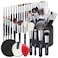 Bueart Design Pro makeup Artist 34Pcs Deluxe Real Goat Hair Horse hair Makeup Brushes Set with extra Large Holder High End Professional labeled makeup brush set with natural Pony Hair