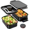 Jelife Adult Bento Box Lunch Box - Large Style Stackable Bento Lunch Box for Adults, 72oz All-in-One 3 Layers Bento Boxes Leak-Proof Lunchbox with Utensil Sauce Containers for Dining Out,Work, Black