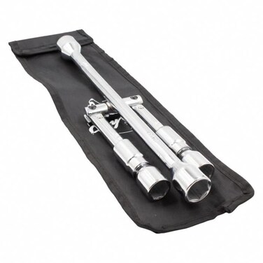 Wheel Accessories Parts 4 Way Folding Lug Wrench Universal 14 Inch Tire Cross Collapsible Tire Iron for Cars Trucks, SUVs and RVs Socket Sizes 17mm 19mm 3/4" 21mm 3/16&rdquo; 23mm 7/8&rdquo; fits all vehicles