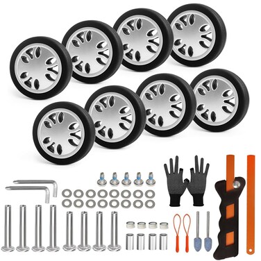 ASUNTOM Luggage Wheels Replacement Set 8PCS 2inch TPU Rubber Wheel Convenient Upgrade Sets Smooth Silent for Suitcase Spinner Trolley Bag Drawbar Travel Box Caster Repair