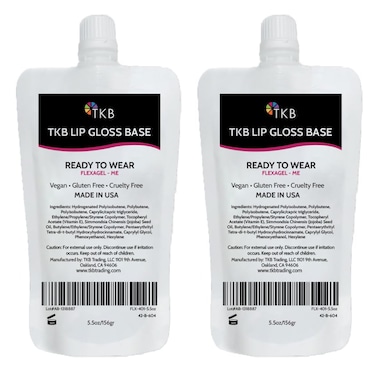 TKB Lip Gloss Base (Flexagel ME)  Clear Lip Gloss Base for DIY Lip Gloss  Ready-to-Wear  Moisturizing, High Shine, Crystal Clear, Vegan, Gluten and Cruelty free  Made in USA (5.5 Ounce (Pack of 2))