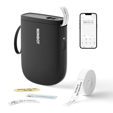 NIIMBOT D11 New Version Label Maker Machine with Tape,300DPI Bluetooth Label Printer, Portable Thermal Printer,Sticker Maker for Organizing Home Office School,Black