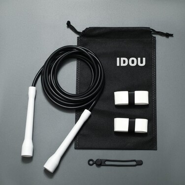 IDOU   Black 5mm PVC Jump Ropes for Fitness   Indoor/Outdoor Adjustable Boxing Jump Rope w/Unbreakable Handles &amp; Ultra-Durable Non-Kinking PVC   Skipping Rope for Men &amp; Women &amp; Speed Jump Rope