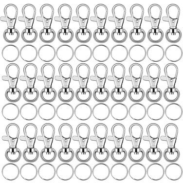 Key Chain Swivel Hooks, Anezus 100pcs Keychain Hardware Metal Swivel Snap Hook Lanyard Clips Hooks with Keychain Rings for Keychain Hardware and Lanyard Charms