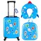 Sanwuta 4 Pcs Kids Luggage Set Kids Backpack Travel Rolling Suitcase with Wheels U-shape Pillow Childrens Gift for Girls Boys(17 Inch,Astronaut Style,Blue)