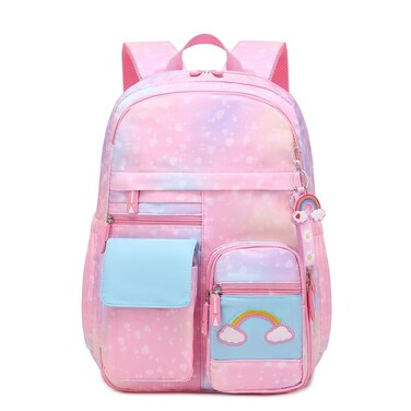 RLXGCZ School Backpack for Girls Rainbow Kids Backpack Cute Backpack for Back to School Laptop Travel Bag With pencil Case (Blue Set)