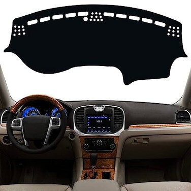 KEEGTBOX Dash Mat Cover Interior Dashboard Protection pad Compatible with Chrysler 300 300C Sedan 2011-2023 Dashboard Cover Pad Carpet Protector (Black Trim)