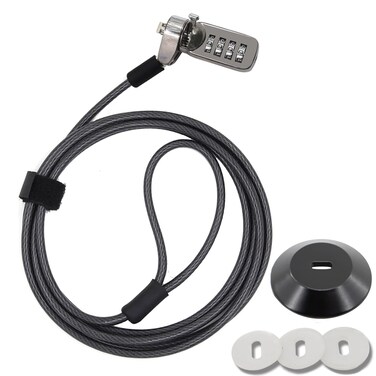 Clnyrwcb Laptop Cable Lock, 4 Digital Combination Lock, Security Computer Cable Lock with a Metal Round Anchor Plate for Any PC, Tablets, Notebooks, and Other Devices
