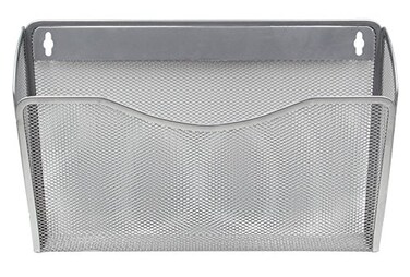 EasyPAG Wall Mount File Holder Mesh Single Pocket Hanging File Organizer Magzine Folder Basket Paper Rack for Office and Home,Silver