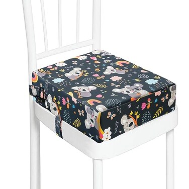 Toddler Booster Seat for Dining Table, Washable Thick Strong Support Portable Booster Chair for Toddlers Eating, Easy Cleaning Booster Seat Cushion Detachable with Fix Straps (Larger, 14.2*12.6*3.6in)