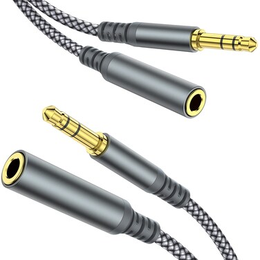 MCSPER Headphone Extension Cable, [2-Pack, 3.3ft Hi-Fi ] 3.5mm Extension AudioMale to Female Aux Adapter Hi-Fi Sound Stereo Extender Cord for Headset, iPhone, iPad, Smartphones, Tablets &amp; More (Grey)