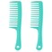 HYOUJIN Hair Comb, Two Set Large Wide Tooth Comb Detangling Wet or Dry Hair Combs Shower Comb for Women,Men,Black Natural Hair,Curly Hair,Long Hair,Cyan