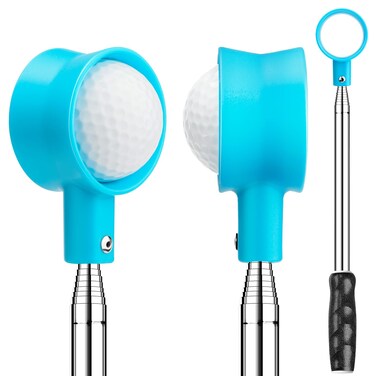 Golf Ball Retriever, 9 ft Golf Ball Retrievers for Water, Unbreakable Head Ball Retriever Tool Golf   Telescopic   Two-sided   Easy Grab Ball   Stainless Steel   Golf Gifts for Men (Blue, 9ft)
