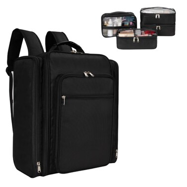 Makeup Backpack, Extra Large Professional Makeup Case, Travel Makeup Train Case Makeup Bag Cosmetic Case Storage Organizer for Makeup Artist, with 4 Removable Small Makeup Cosmetic Bags