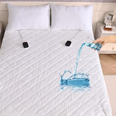 Bearhug Electric Heated Mattress Pads Queen Size Dual Controllers 60&rdquo;&times;80&rdquo; Waterproof Bed Warmer 21&rdquo; Deep Pocket 10 Heat Settings 12-Hour Timer Machine Washable White