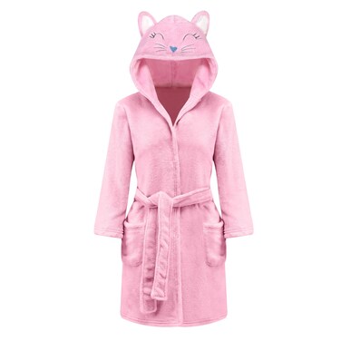 V.&amp;GRIN Girls Fleece Robe, Unicorn Cat Hooded Plush Soft Bathrobe Gifts for Girls 3-14 Years(Cat 7-8)
