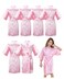 ALHAVONE 6 Pieces Girls Kids Silky Satin Solid Color Short Kimono Robes for Wedding Birthday Party Spa (Pink Set of 6, 4)