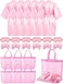 Sintuff 24 Pcs Sleepover Party Supplies for Girls 6 Spa Party Robes 6 Tote Bags 6 Headbands 6 Spa Masks(Size 10,Pink)