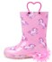 Outee Toddler Girls Rain Boots Little Kids Baby child Light Up Waterproof Rubber Shoes Unicorn Printed Mud Lightweight Adorable with Easy-On Handles Non Slip Sole Pink Size 1